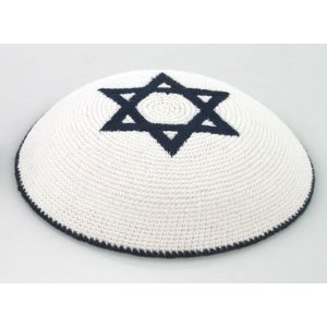 White Knitted Jewish Kippah
