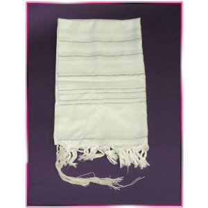 White/silver Acrilan Tallit Talit Prayer Shawl